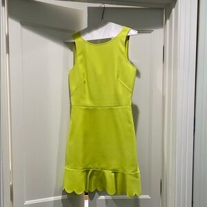 J. Crew Chartreuse Scalloped Hem Sleeveless Dress